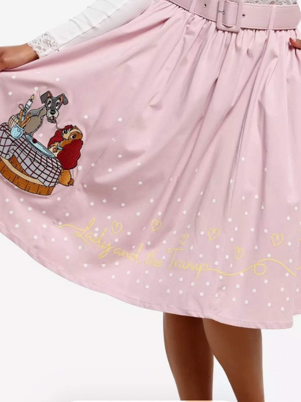 Her Universe Pink Lady and the Tramp Polka Dot Circle Skirt with Belt